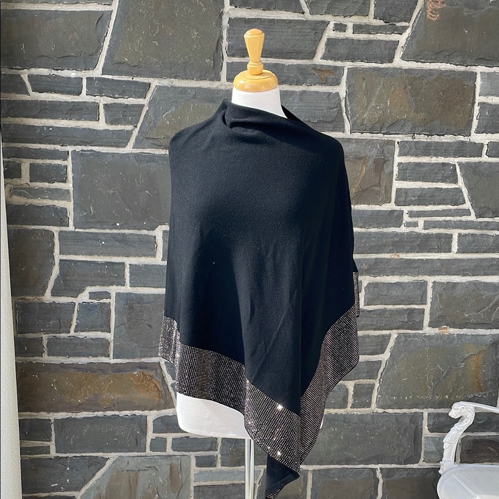 Black Poncho with Silver Accents